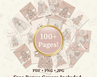 100 Cozy Girl Moments Coloring Book | MRR PLR Coloring Pages