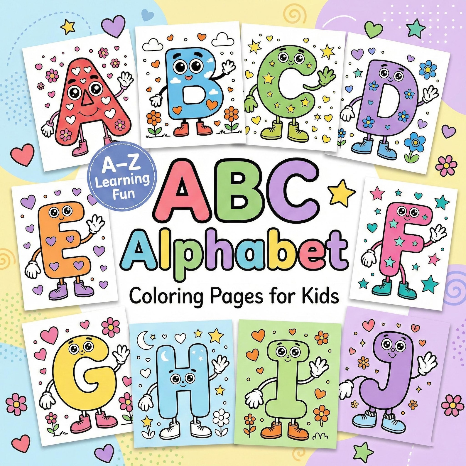 ABC Alphabet Coloring Book, Fun Learning Pages (PDF Downloadable) - Etsy