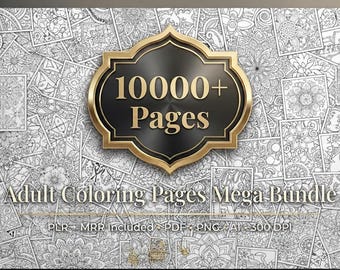 10000+ Kinder und Erwachsene Malseiten Mega Bundle, Malbuch plr mrr, (Digitaler Download)