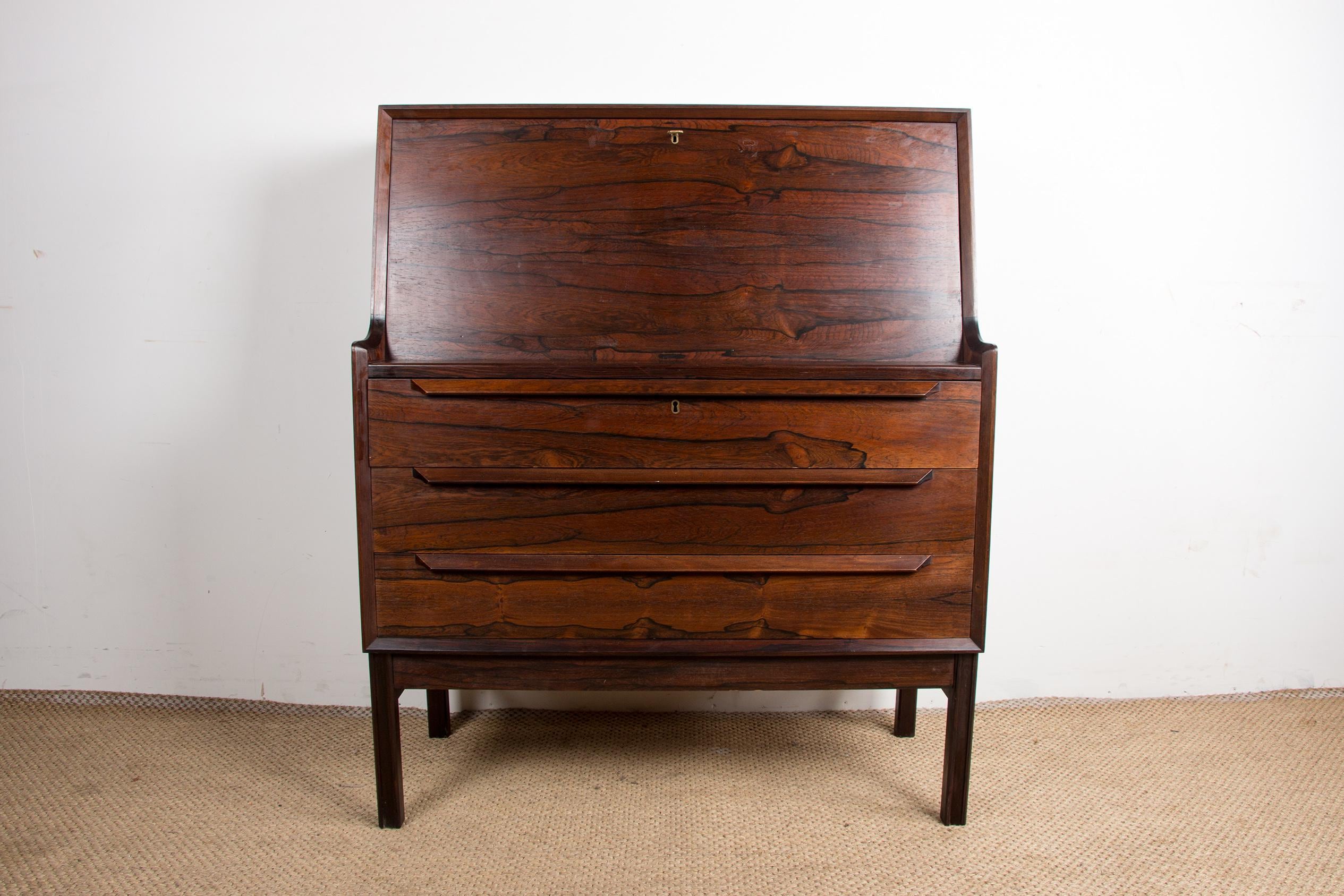 Secrétaire, Bureau, Danois En Palissandre Par Arne Wahl Iversen Pour Branderup Mobelfabrik 1960