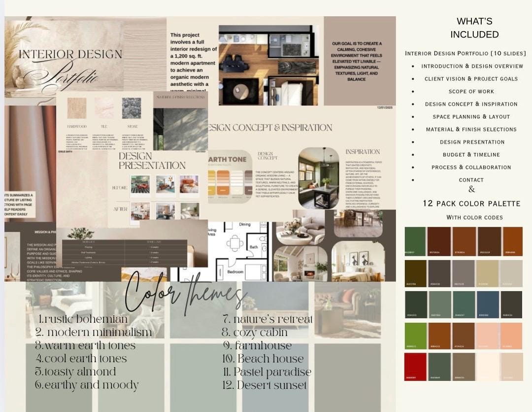 Interior Design Package | Presentation & 12 Pack Color Toolkit | 12 ...