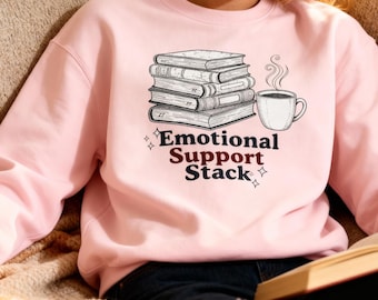 Emotional Support Stack Sweatshirt, Buchliebhaber Rundhalsausschnitt