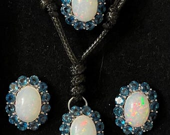 London Blue Topaz, Opal Jewelry Set – Sterling Silver
