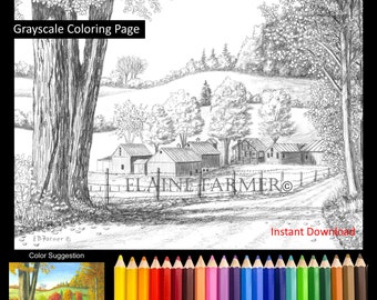 Adult Coloring Farm Etsy