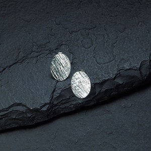 textured sterling silver oval stud earrings, ildiko jewelry, minimalist jewelry