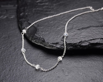 Moonstone and Chain Layering Necklace, Minimalist Jewelry, Ildiko Jewelry