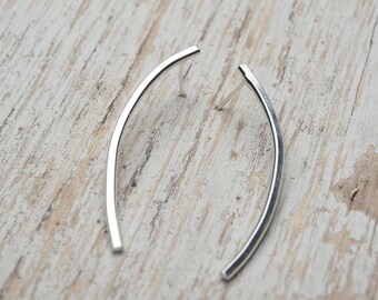 smooth sterling silver curved bar studs, ildiko jewelry, minimalist jewelry