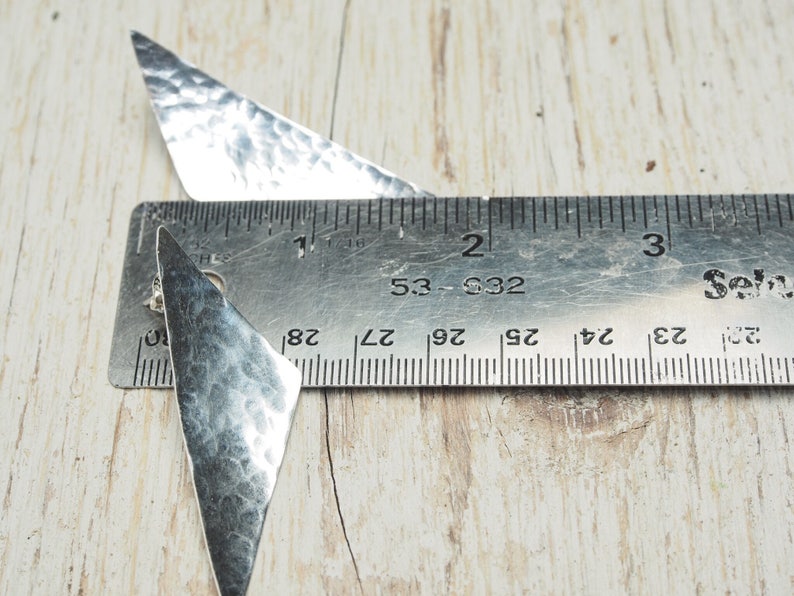 hammered sterling silver triangle studs ildiko jewelry long pointed isosceles triangle earrings