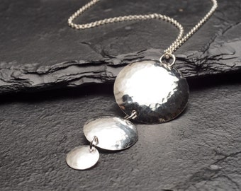 Three Sterling Silver Disc Circles Necklace, Minimalist Jewelry, Ildiko Jewelry