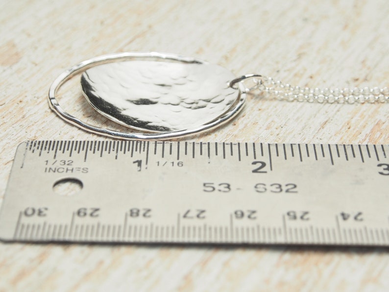 Sterling Silver Hammered Oval Disc Pendant in Oval Outline - Etsy