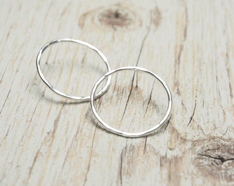 hammered sterling silver large circle studs, ildiko jewelry, minimalist jewelry