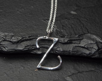 letter z necklace, sterling silver z pendant, personalized initial necklace, ildiko jewelry, minimalist jewelry