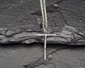 T necklace, hammered sterling silver T necklace, ildiko jewelry, minimalist jewelry