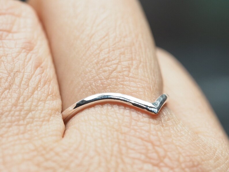 hammered sterling silver pointed v stacking ring, ildiko jewelry, minimalist jewelry image 5