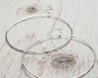 hammered sterling silver large hoop earrings, minimalist jewelry