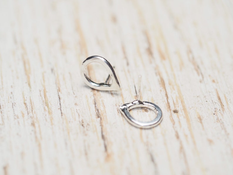 small hammered sterling silver teardrop outline studs, ildiko jewelry, minimalist jewelry image 6