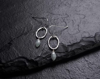 Aquamarine Drops off Sterling Silver Ovals Dangly Earrings, Minimalist Jewelry, Ildiko Jewelry