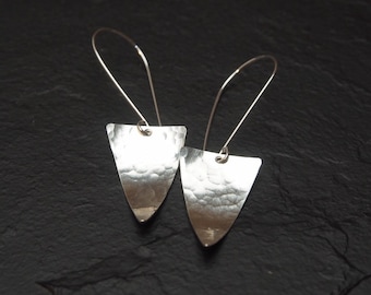 Sterling Silver Triangle Drops off Slender Sterling Silver Hook Earrings, Minimalist Jewelry, Ildiko Jewelry