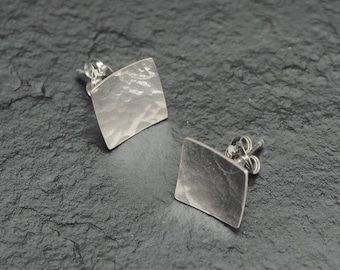 Sterling Silver Square Stud Earrings, Minimalist Jewelry, Ildiko Jewelry