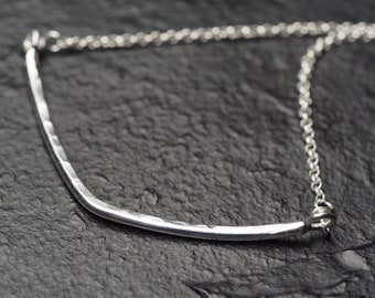 hammered sterling silver chevron v necklace, ildiko jewelry, minimalist jewelry