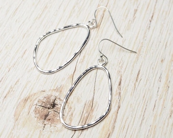 Sterling Silver Rounded Triangle Outline Dangly Earrings, Minimalist Jewelry, Ildiko Jewelry