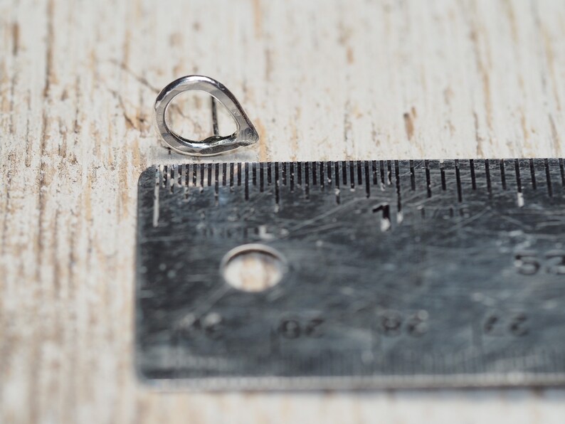 small hammered sterling silver teardrop outline studs, ildiko jewelry, minimalist jewelry image 8