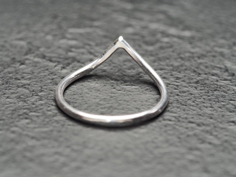 hammered sterling silver pointed v stacking ring, ildiko jewelry, minimalist jewelry image 4