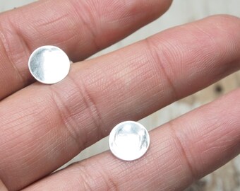 hammered sterling silver small solid circle studs, ildiko jewelry, minimalist jewelry