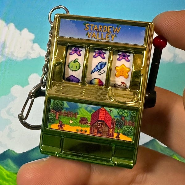 Llavero Junimo Gachapon de Stardew Valley / Minimáquina de cápsulas hecha a mano / Regalo de fan art de Stardew Valley