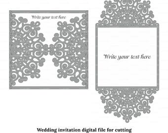 Schneeflocke Hochzeitseinladung SVG-Vorlage, Blumen Tasche Umschlag (Digital Download)