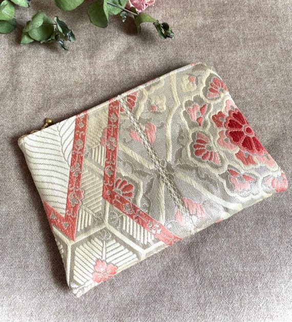 ピンクの花柄帯ポーチ：ヴィンテージ着物生地 - Etsy 日本