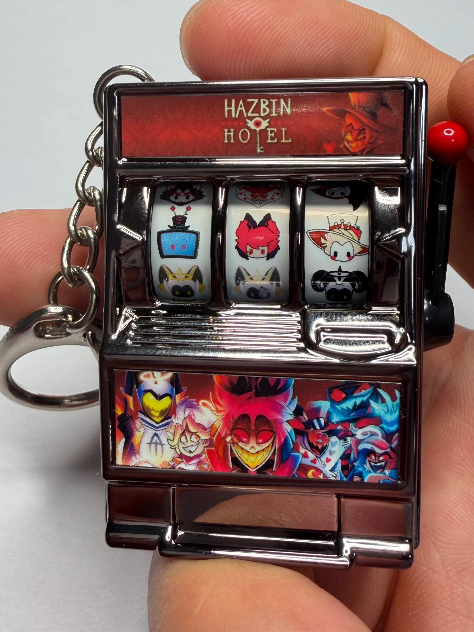 Custom Mini Slot Machine Keychains Hazbin Hotel Mini Slot Machine Keychain Fidget Toy Demon Backpack ...