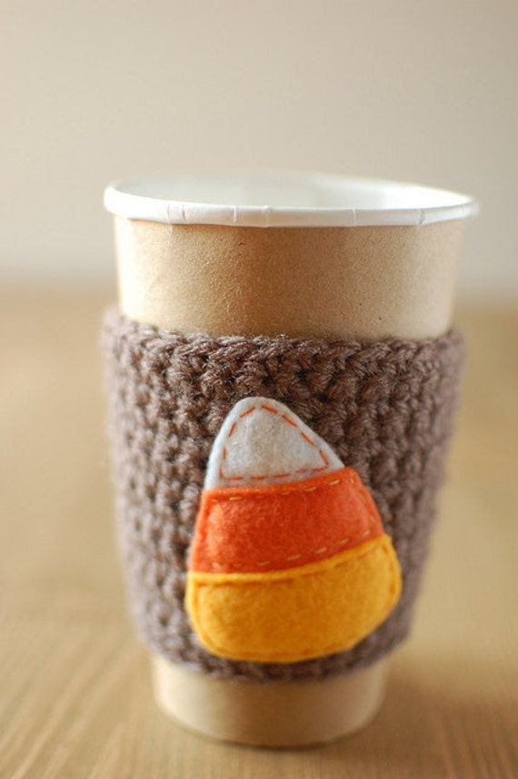 Items similar to Autumn Candy Corn Coffee Cozy, Coffee sleeve by The
