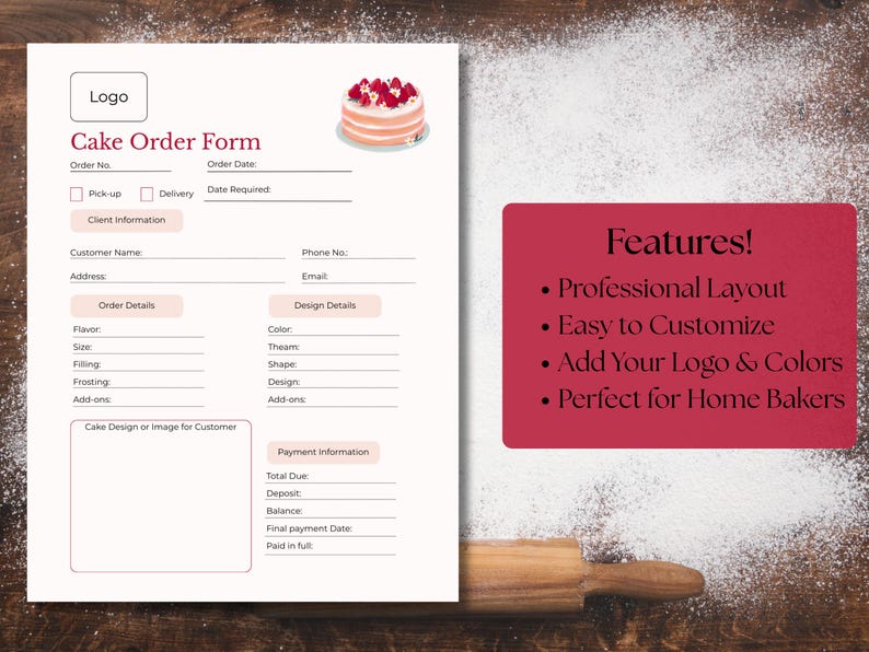 Editable Cake Order Form Template | Bakery Business (canva) - Etsy