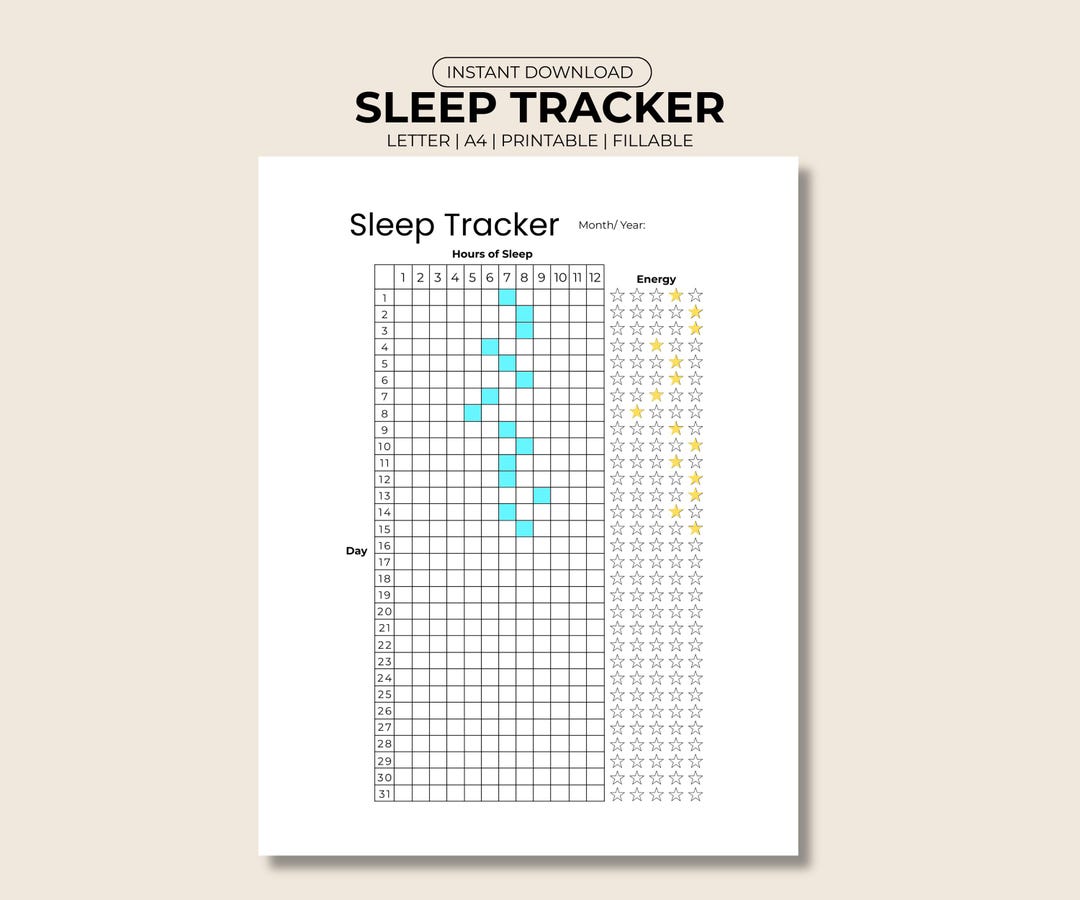 Sleep Tracker PDF | Printable and Fillable | Digital Sleep Log | A4 ...