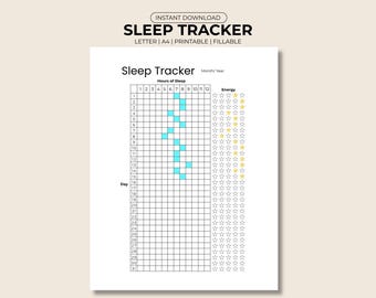 Sleep Tracker PDF | Printable and Fillable | Digital Sleep Log | A4 & US Letter | GoodNotes, Notability Compatible