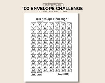 100 Envelope Challenge Savings Tracker | Money Saving Challenge Printable | Budget Tracker | Digital Download