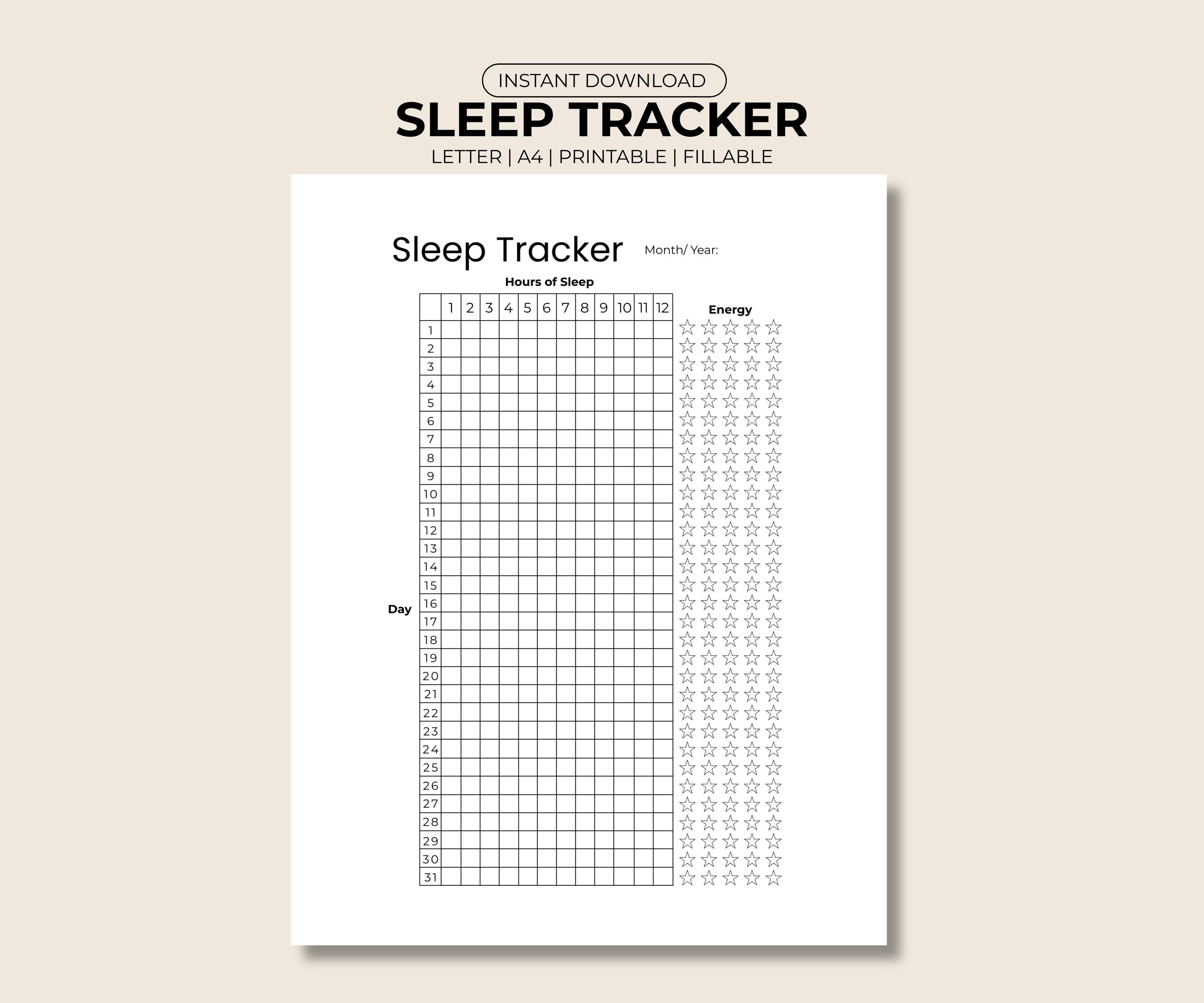 Sleep Tracker PDF | Printable and Fillable | Digital Sleep Log | A4 ...