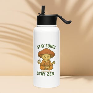 Mushroom Zen Monk Water Bottle | 32oz Insulated Stainless Steel