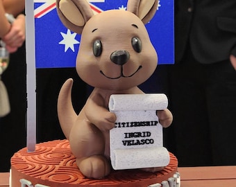 Australian Citizenship Gift – Personalised 3D Printed Kangaroo & Australian Flag , Gift for New Australian Citizen - Free Shipping Included