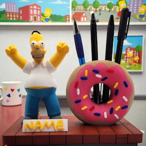 Personalized Homer Pen Holder | Simpsons Inspired Desk Accessory | Simpsons Gift for Kids & Fans | Custom Cartoon Office Decor
