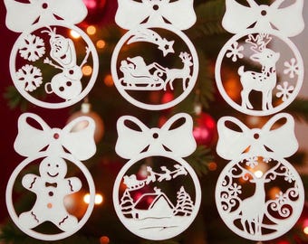 Weihnachtsschmuck - Weihnachtskugel Set - Niedliche 3D-gedruckte Designs (6er-Set) • Weihnachtsbaum • Weihnachtsdekoration • Weihnachtsgeschenk