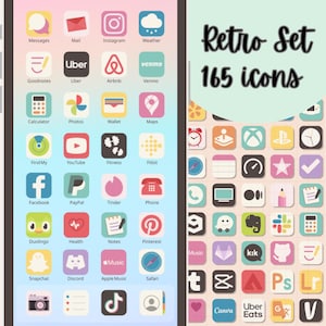 Retro iOS Icon Set | 165 Phone App Icons | Icon Pack for iPhones