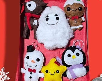 Set de adornos navideños de fieltro de Yeti y sus amigos