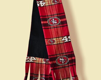 Bufanda polar con flecos de los San Francisco 49ers (a cuadros)