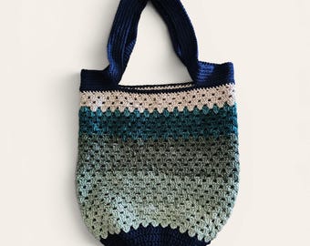 Bolsa de mercado larga Grandma Square azul océano