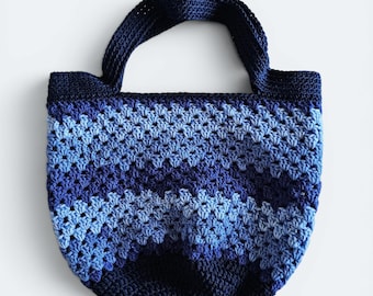 Blueberry Swirl Short Granny Square Market Bag
