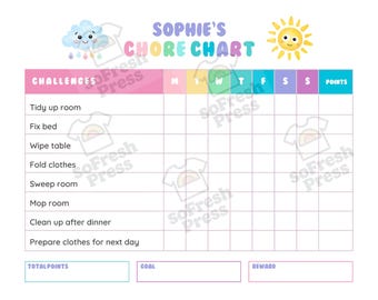 Tabella delle faccende personalizzabile, elenco delle faccende familiari (file digitale Canva)