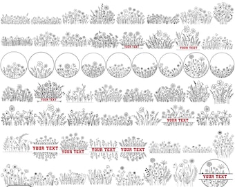Wildflower SVG,Flower svg,Flower Bouquet svg,Botanical svg,Flower Meadow Svg,Flower Border Svg,Nature Svg,Spring SVG,Cricut & Silhouette