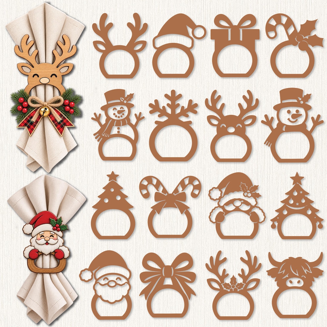 Christmas Napkin Ring Svg,christmas Svg,napkin Holder Svg,reindeer Svg ...